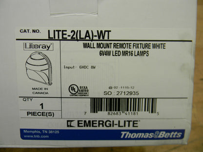 Thomas &amp; Betts Emergi-Lite White LED Lamp 6V 4W Wall Mount Remote Fixture