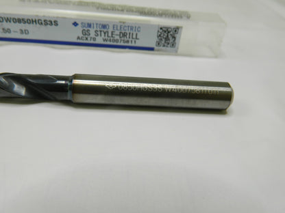 Sumitomo Carbide Coolant Drill MDW0850HGS3S 3XD 135D U104275