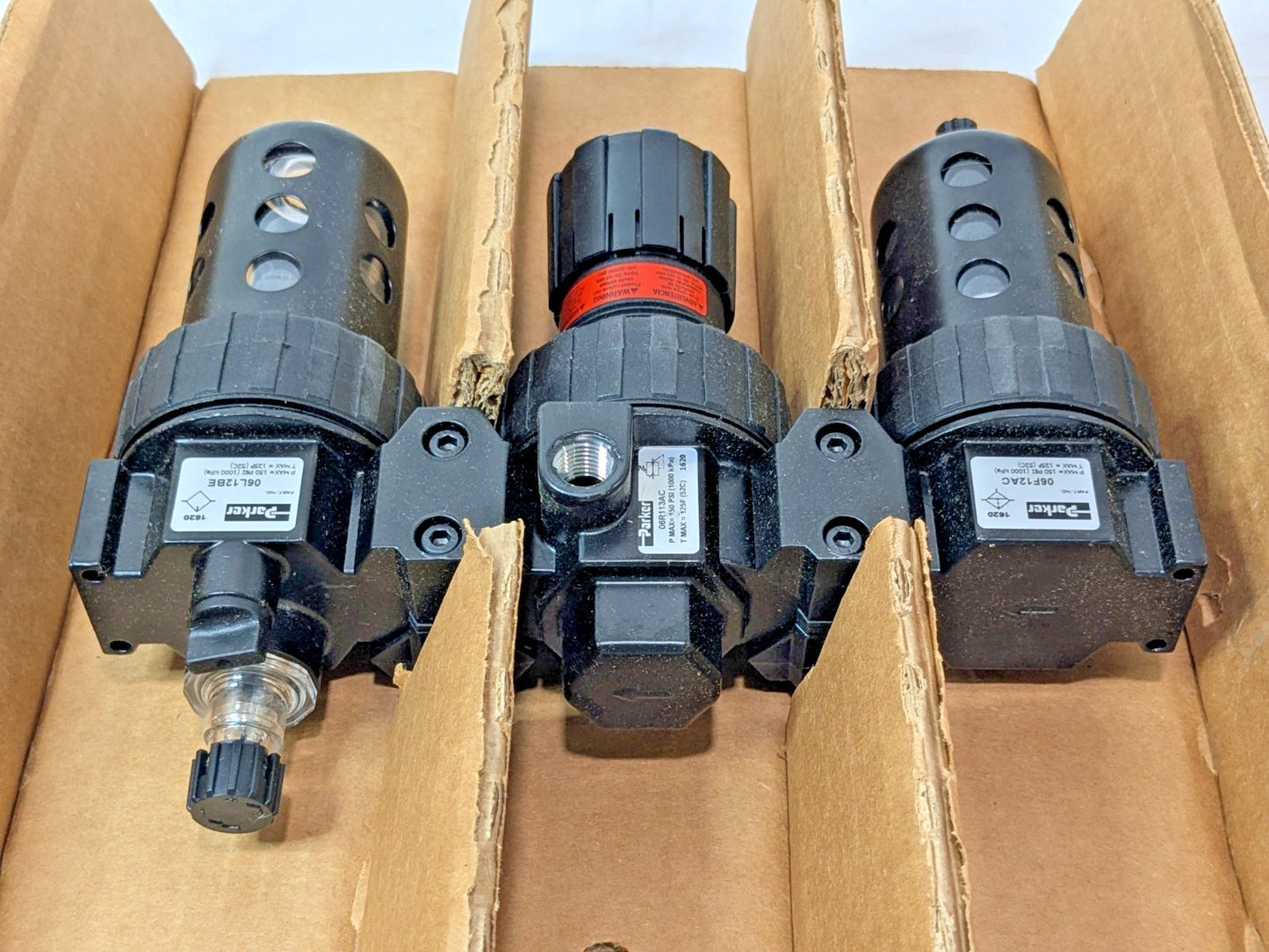PARKER 3 Piece Combo Filter Regulator Lubricator 1/4" 125 PSI 06B12A13A2BC