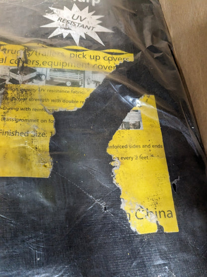 Tarp/Dust Cover: Black, Polyethylene, 16' Long x 12' Wide, 11 to 12 mi