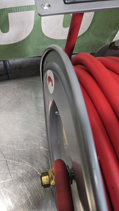 PRO-SOURCE Hose Reel with Hose 3/8" ID x 50' Spring Retract 300 psi Damaged
