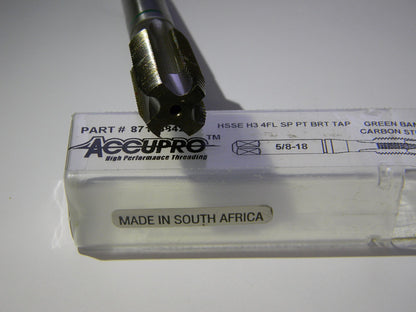 Accupro 5/8"-18 UNF 4FL H3 14.5mm Vanadium HSS Spiral Tap QTY 2 87155842