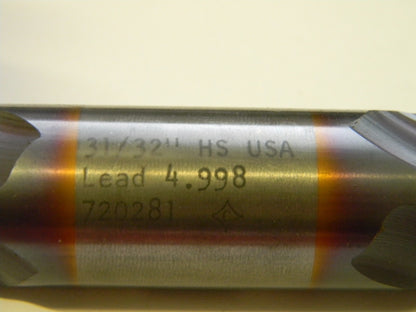 Cleveland Twist Drill HSS Double End Square End Mill 31/32" TiCN  C33139
