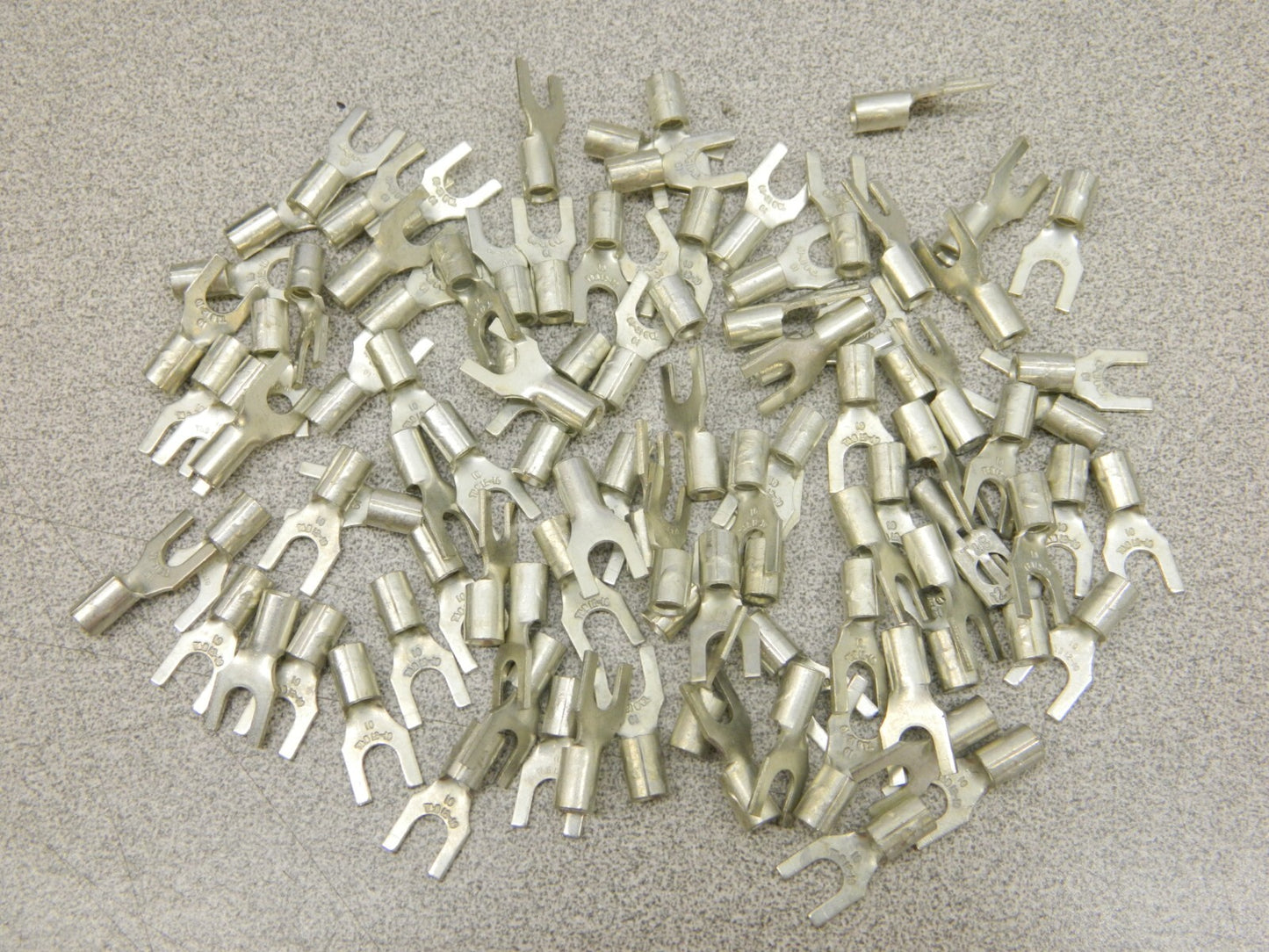 Standard Fork Terminal: Yellow, Non-Insulated, #10 Stud, Crimp Qty 96 C10-10F