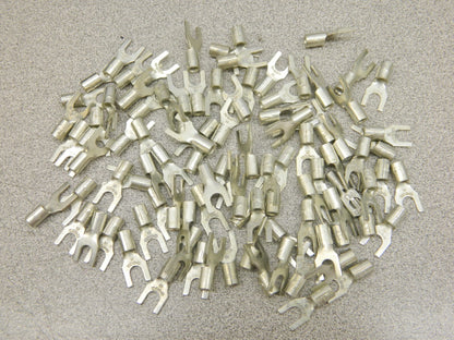 Standard Fork Terminal: Yellow, Non-Insulated, #10 Stud, Crimp Qty 96 C10-10F