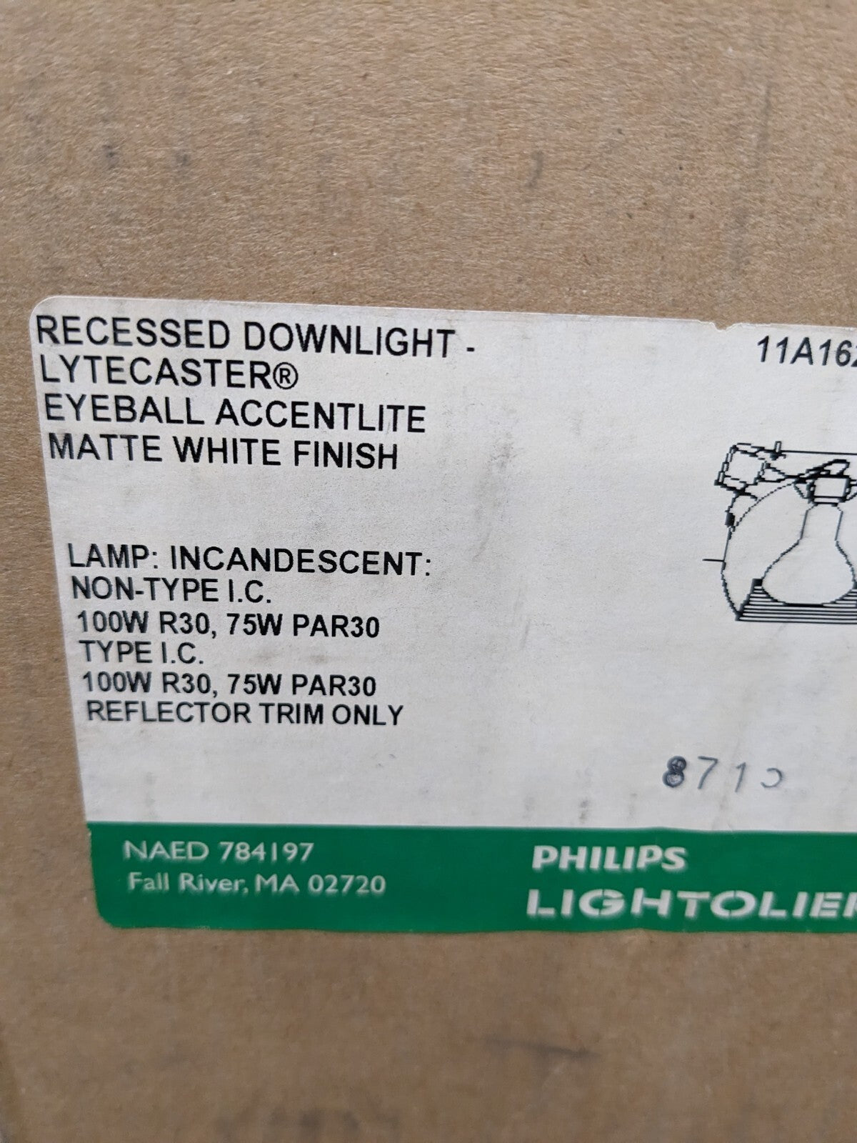 Lightolier Recessed Downlight Eyeball Accentlite Matte White Finish 1122