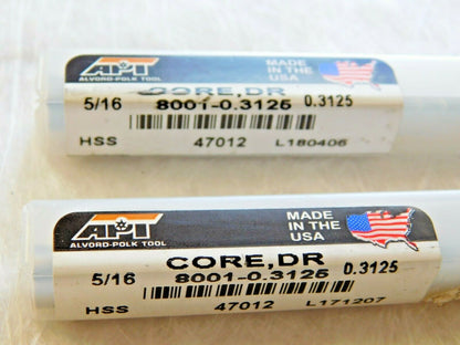 Alvord-Polk Core Drills HSS RH 8001 Series Straight Shank 5/16" 4FL Qty 2 4