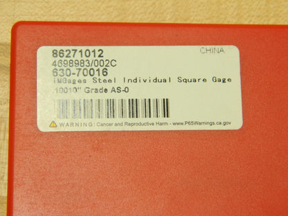 0.1001″ Square Steel Gage Block Accuracy Grade 0 630-70016