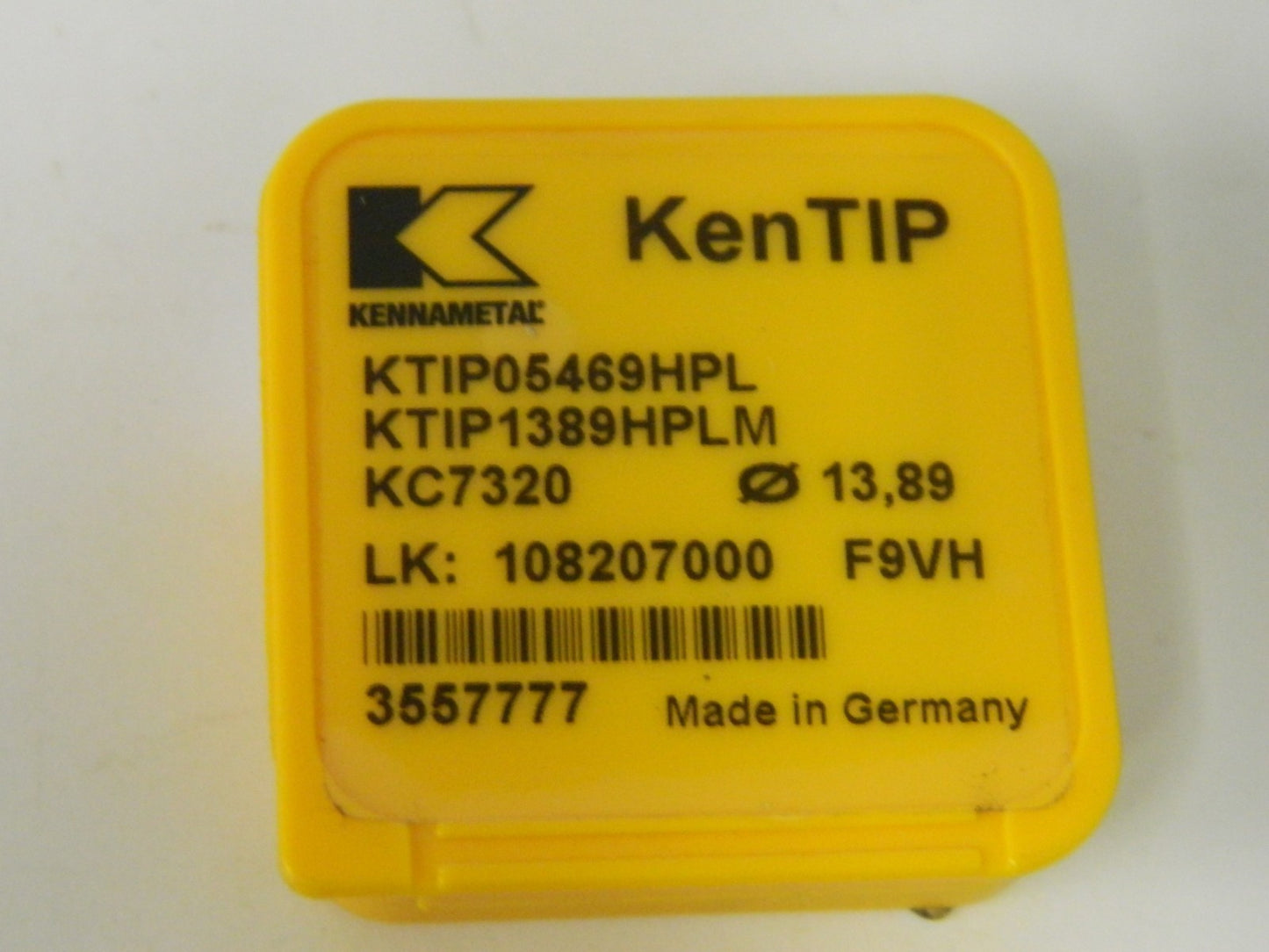 Kennametal Series KenTIP, 13.89mm Diam Grade KC7320 140° Replaceable Drill Tip
