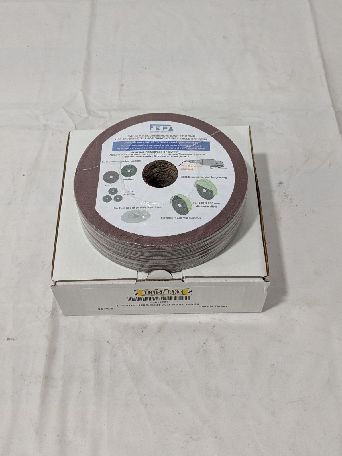 (25) Tru-Maxx Fiber Disc: 4-1/2" Disc Dia, 7/8" Hole, Arbor Hole, 120 G 04010781