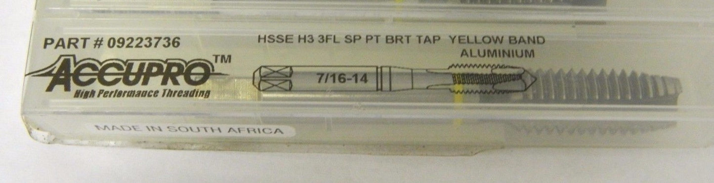 Accupro Spiral Point Taps 7/16-14" UNC H3 3FL HSSe Lot of 4 #09223736