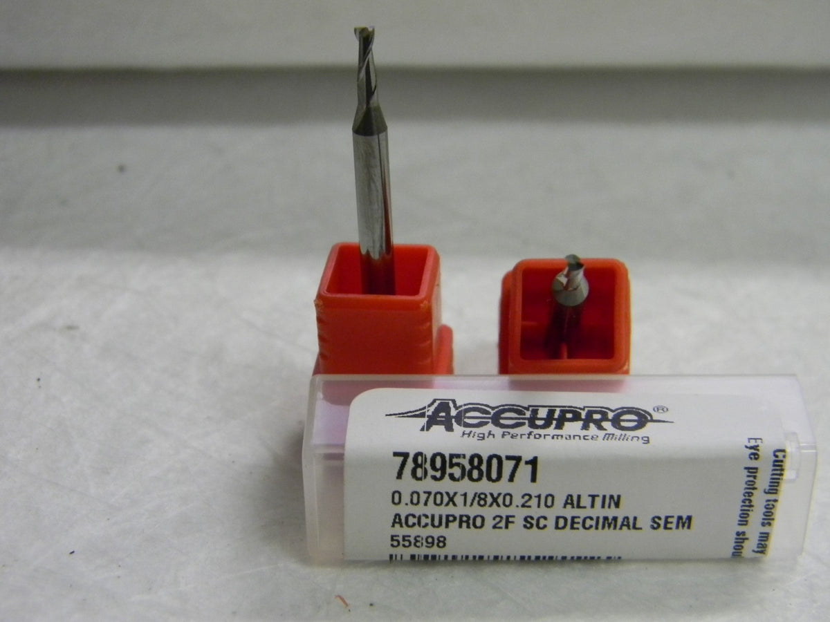 Accupro  2 Fl Solid Carbide Square End Mill 0.07" Diam 0.21" LOC QTY 4 78958071