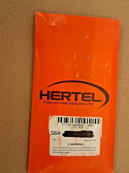 Hertel Cobalt Jobber Length Drill Bits QTY6 1/4" Dia 135 Deg 01190164