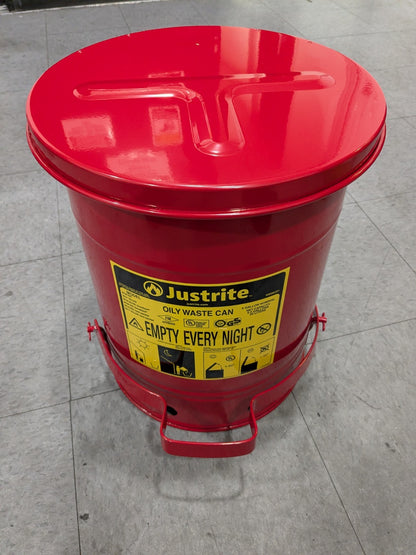 Justrite 6 Gallon Capacity, Galvanized Steel Disposal Can 09100