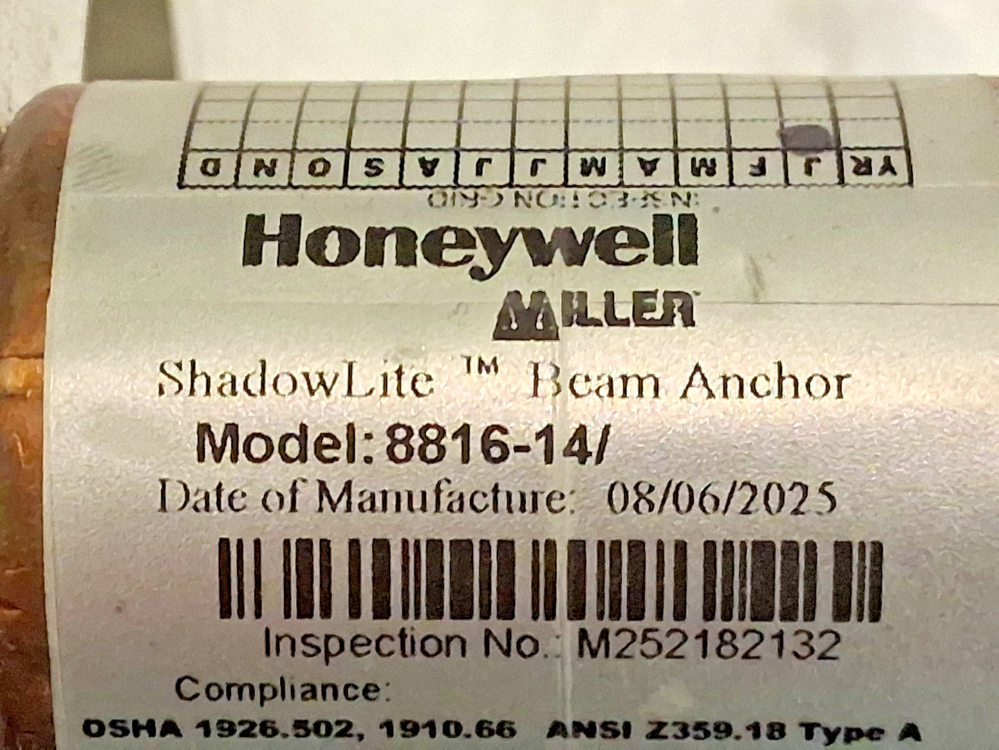 Miller Aluminum & Bronze D-Ring I-Beam Anchor 2-1/2" OAL 8816-14/