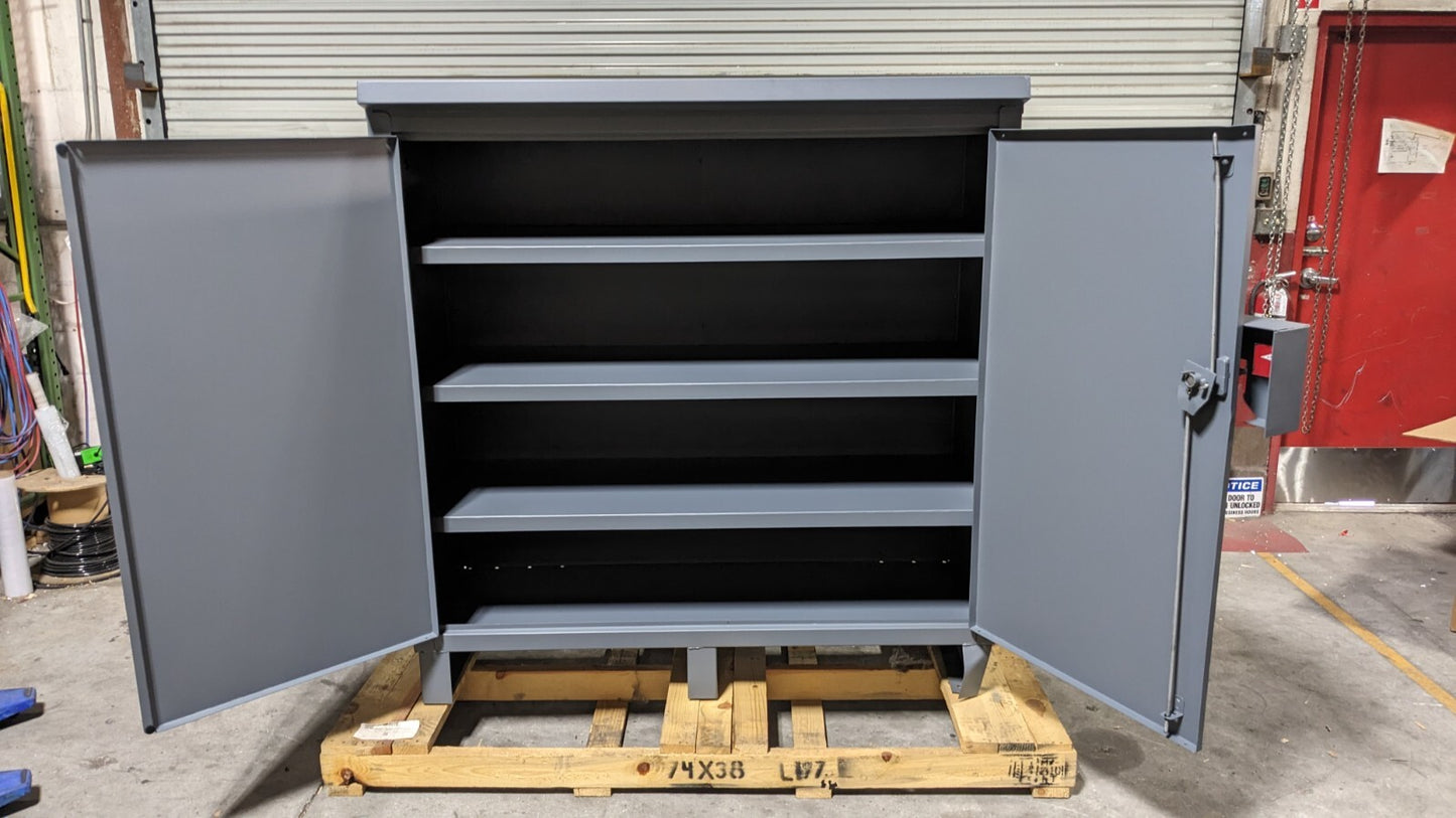 Durham Heavy Duty Job Site Storage Cabinet 3-Shelf 64 x 24 x 62 Scratch N Dent