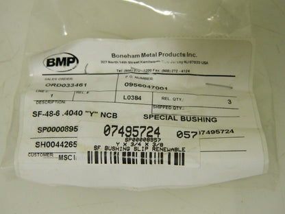 Boneham Type SF Letter Y Inside Diam Slip Fixed Drill Bushing QTY 3 SP00008957