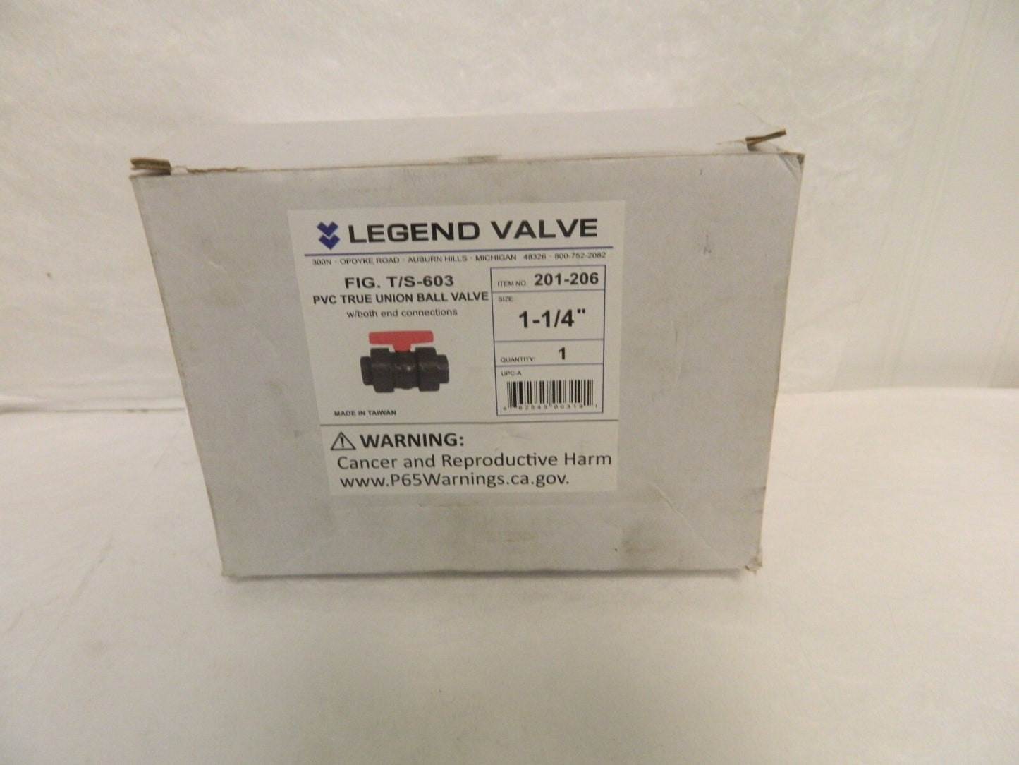 LEGEND VALVE 1-1/4" Pipe Full Port PVC True Union Design Ball Valve 201-206