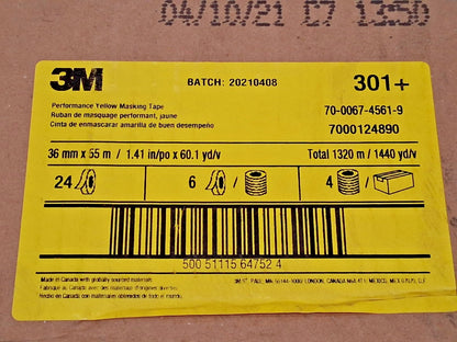 3M Masking Tape QTY6 36 mm Wide 60 yd Long 6.3 mil Thick 7000124890