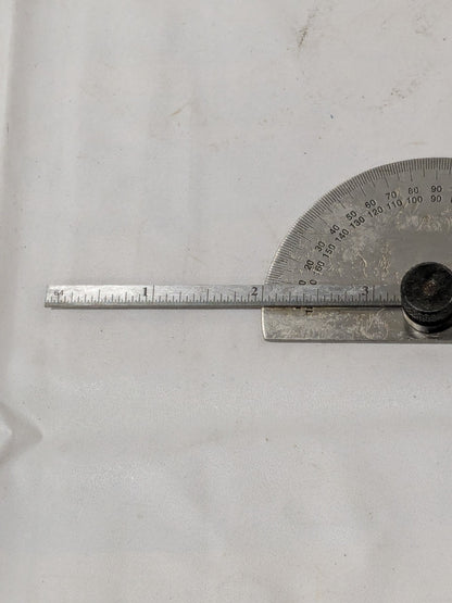 Steel Protractor and Depth Gage: 0 to 6" Rule Measurement Range, 0 to 180° PDG/6