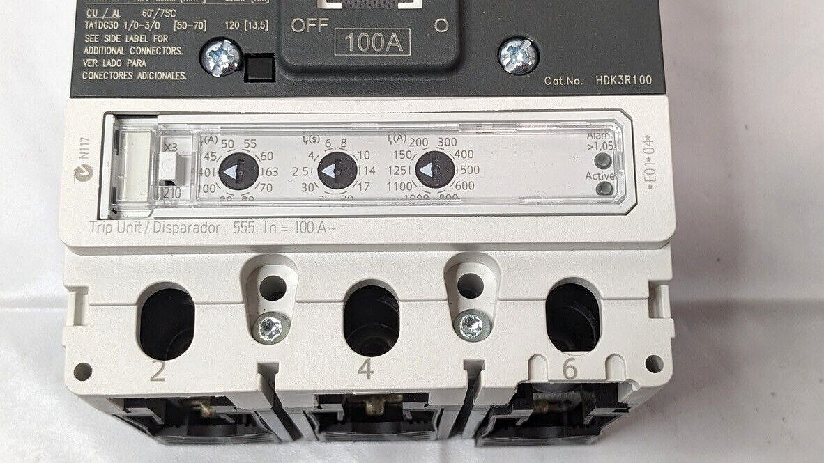 Siemens HDK3R100L VL Series 100A Circuit Breaker 3 Pole 600V ETU5-LI W/Trip Lugs