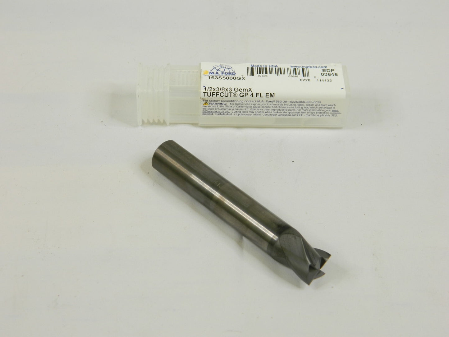 M.A. FORD SC Square End Mill 1/2 Dia, 3/8 LOC 3 OAL, 4 FL 1/2'' Shank