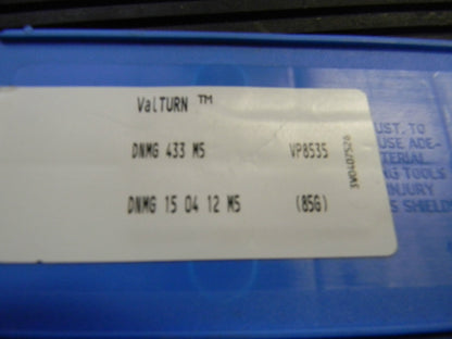 Valenite Carbide Insert DNMG433M5 Grade-VP8535 TiN Coated Qty 8 03274158