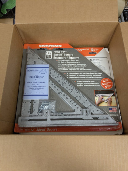 Swanson 12" Blade x 12" Base, Aluminum Rafter Square Qty 5 S0107