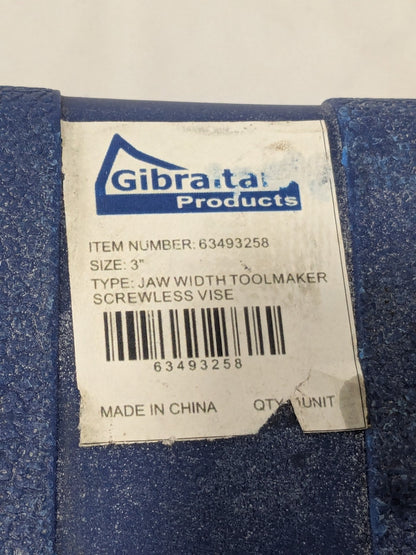 Gibraltar Toolmaker's Vise 3" Jaw Width, 3-3/4" Jaw Opening 63493258