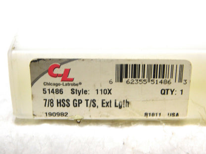 Chicago Latrobe 3MT Taper Shank Extra Lgth Drill Bit 7/8” Dia HSS 14.5”OAL 51486