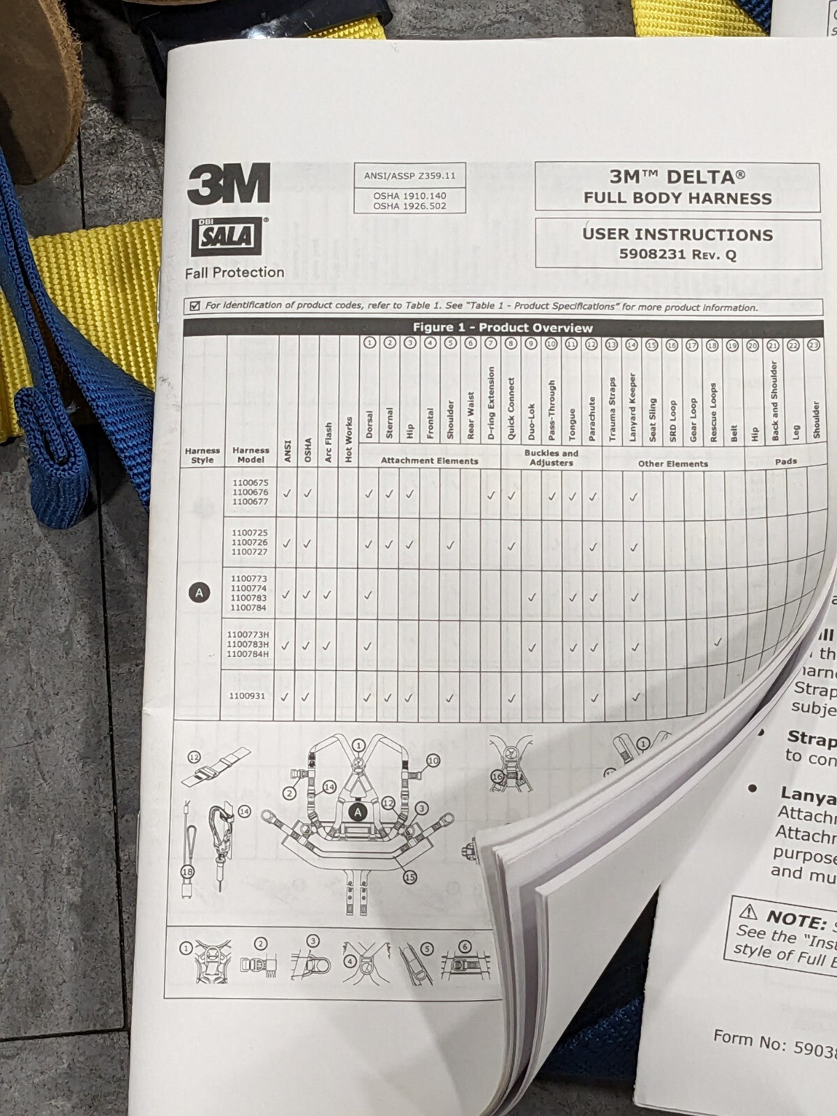 DBI-SALA Full Body Fall Protection Harnesses: 420 lb Sz L 7012815754