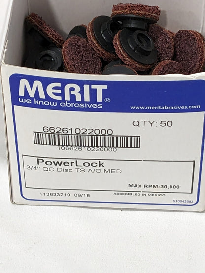 Merit Quick-Change Disc: Type S, 3/4" Dia, AO, Non-Woven Qty 50 66261022000