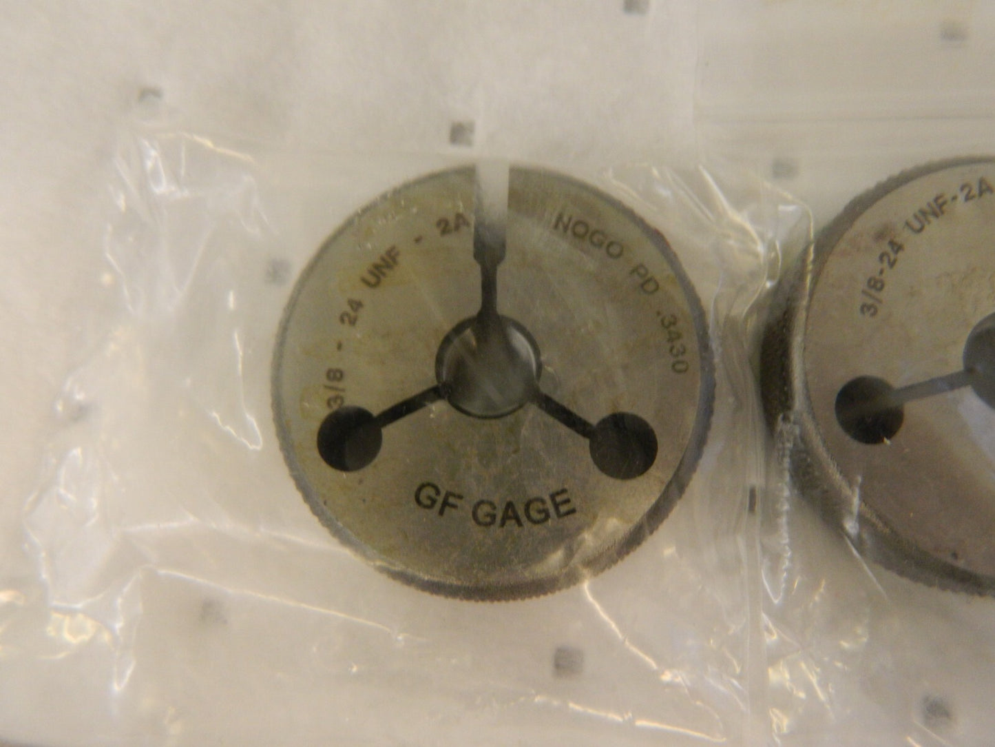 GF GAGE Threaded Ring Gage: 3/8-24 Thread, UNF, Class 2A, Go & No Go R0375242AS