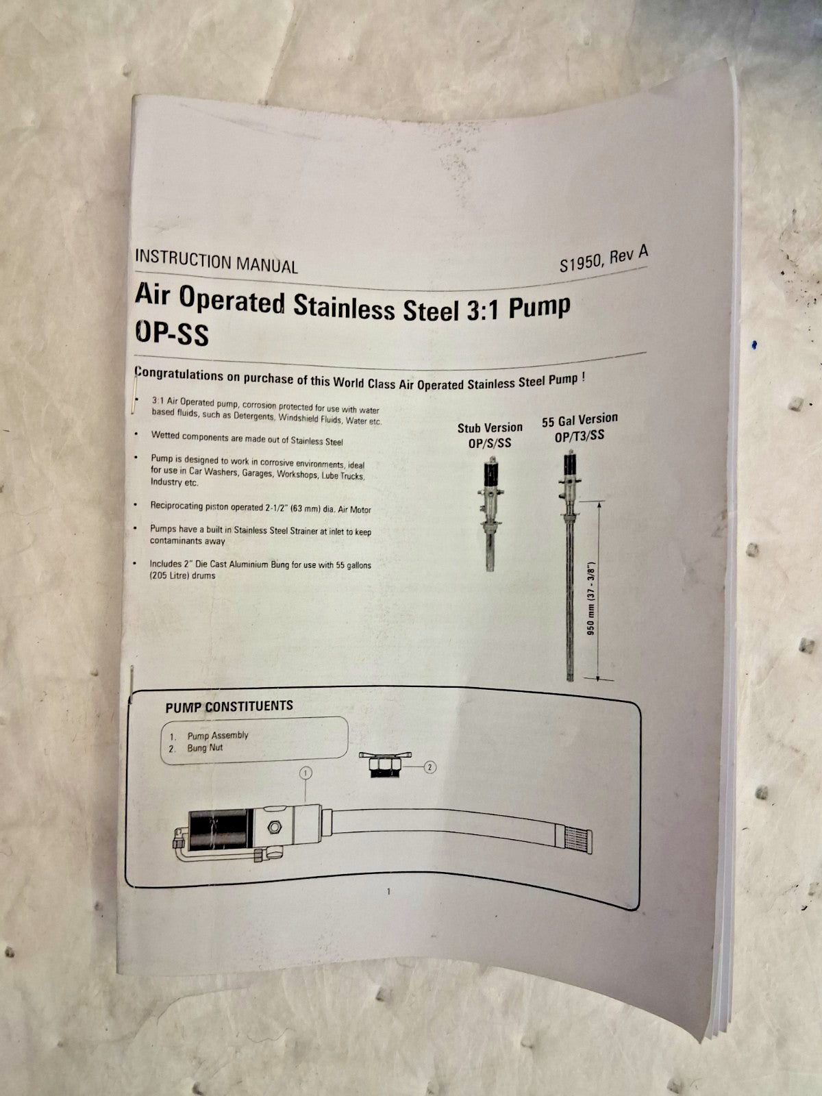 Pro-Lube Aluminum & Steel Air Operated Drum Pump 3.7 GPM OP/T3/SS/N