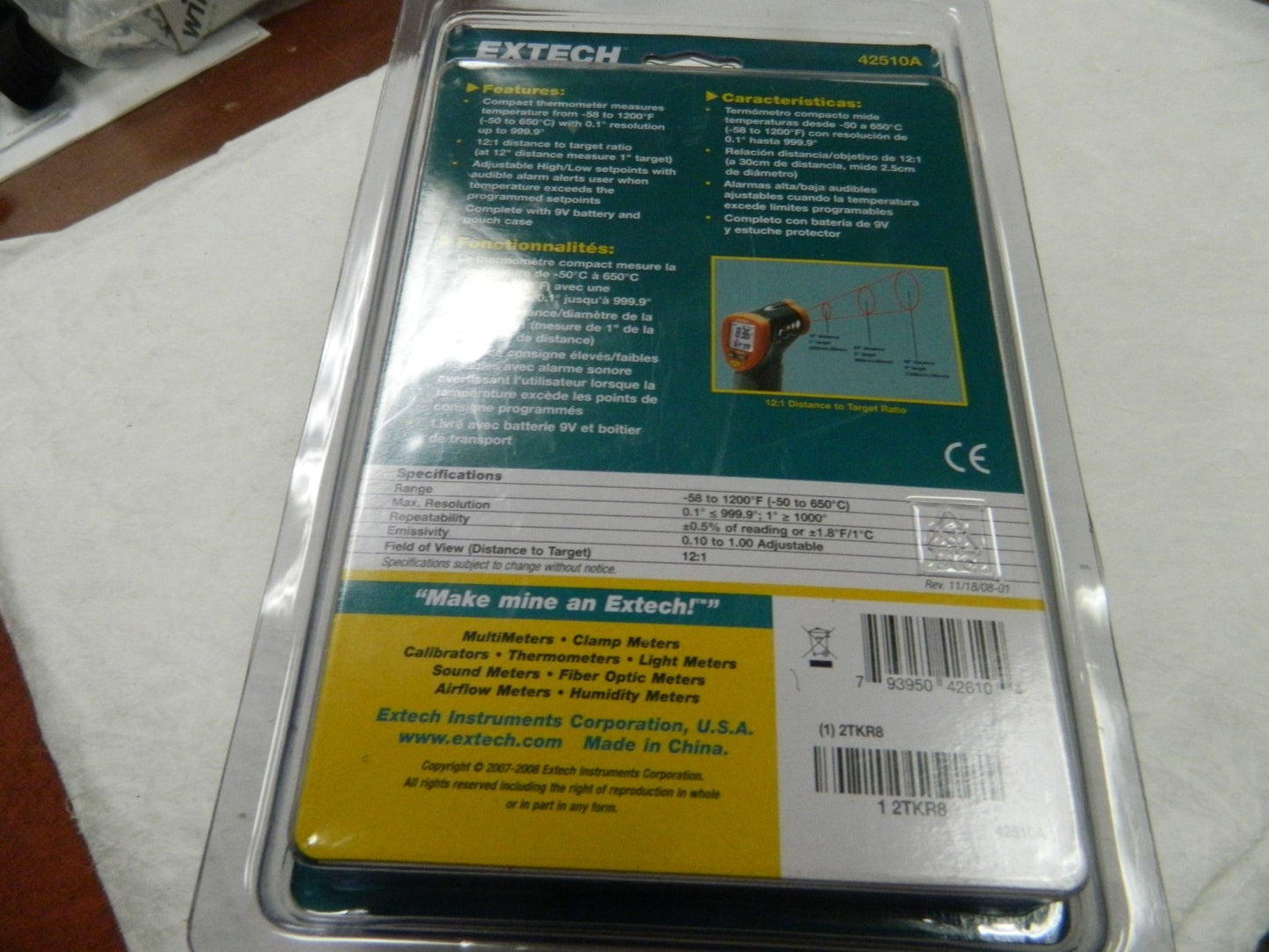 Extech Mini Infrared Thermometer -50 to 650 Celsius 42510A