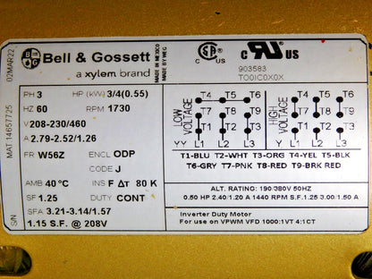 Xylem-Bell & Gossett Small Flex Coupled In-Line Centrifugal Pump Be611T 1EF056LF