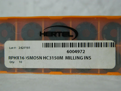 Hertel Carbide Milling Insert RPHX1605 Grade HC3150M QTY 10 6004972