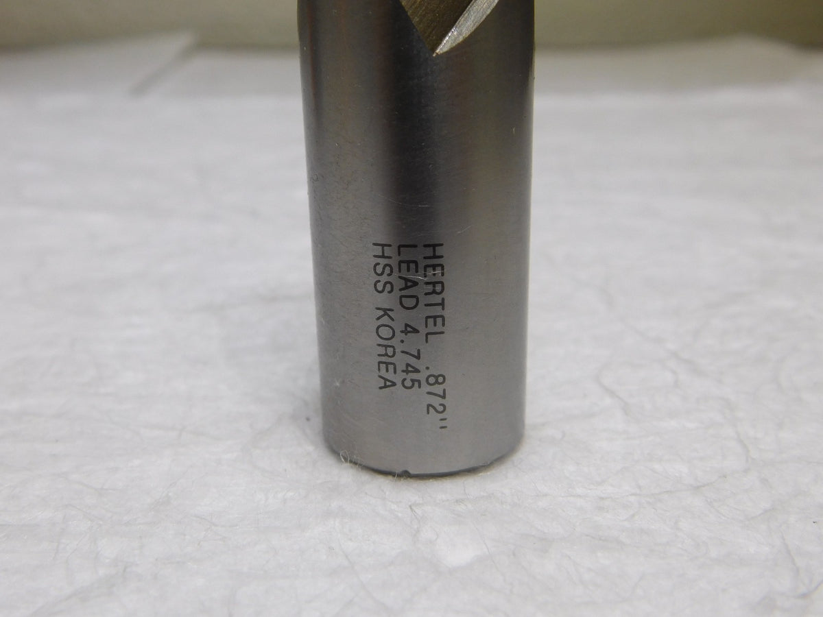 Hertel HSS Keyway End Mill 7/8 Dia 1.5 LOC 2Fl 30º Helix 3.75 OAL 84508290