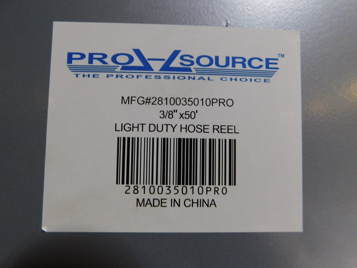 PRO-SOURCE Hose Reel with Hose 3/8" ID x 50' Spring Retract 300 psi 1/4" NPT Out
