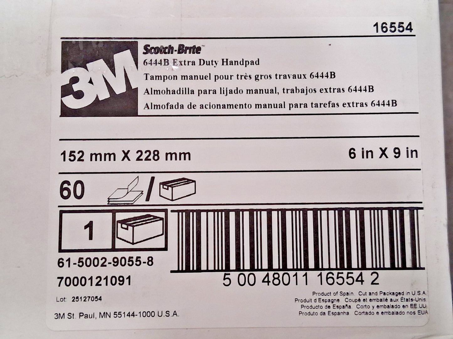 3M Hand Sanding Pads QTY60 Non-Woven Aluminum Oxide Fine Grade Brown 7000121091