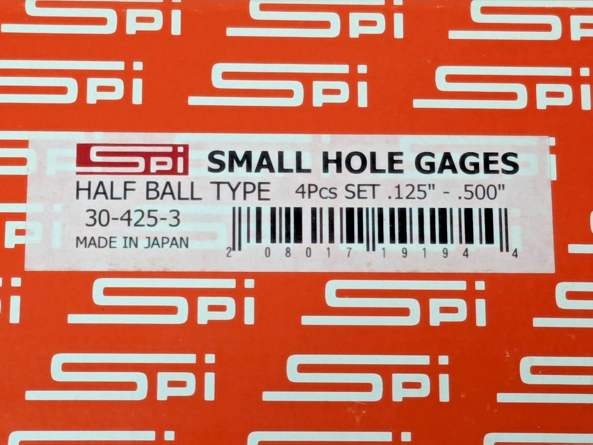 SPI 4 Piece Half-Ball Small Hole Gage Set 1/8" to 1/2" Range 30-425-3