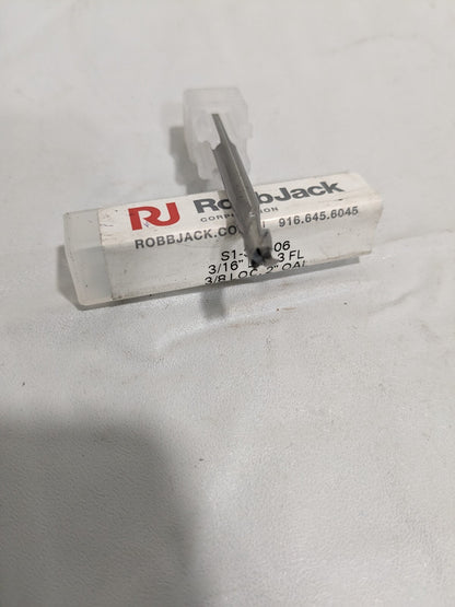 ROBBJACK Square End Mill: 3/16" Dia 3fl solid carbide S1-301-06