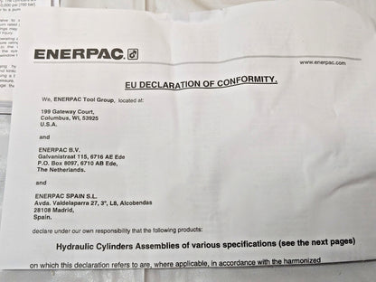ENERPAC 20 Ton Hollow Plunger Hydraulic Cylinder Single-Acting RCH202