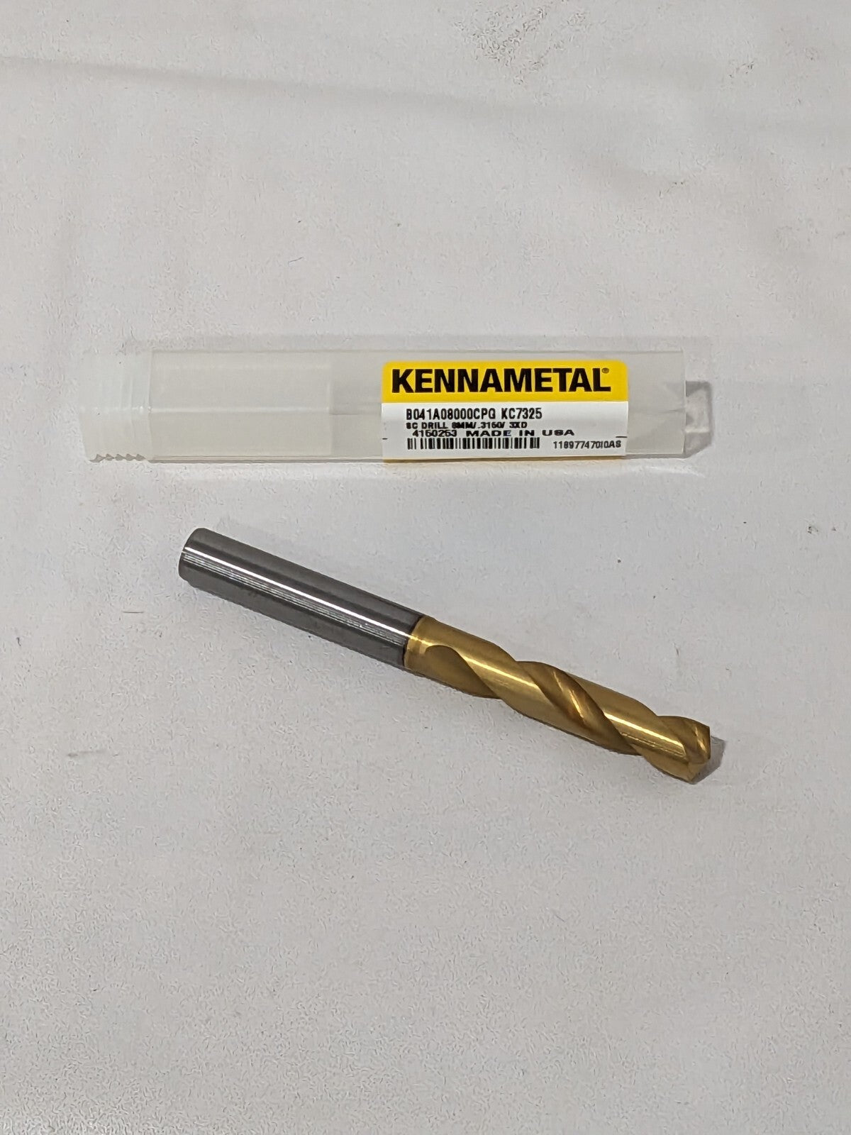KENNAMETAL Screw Machine Length Drill Bit: 8.00 mm (0.3150) Dia, 140º 4150253