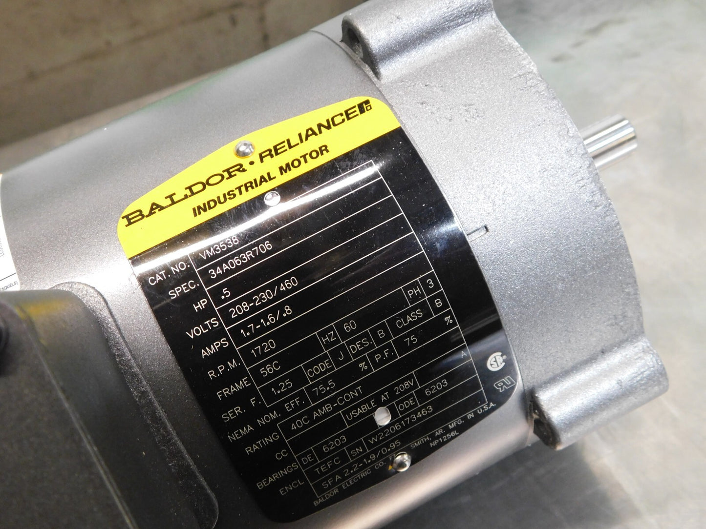 Baldor Electric AC DC Motor 1/2 Max hp 1,725 Max RPM VM3538 PARTS/REPAIR