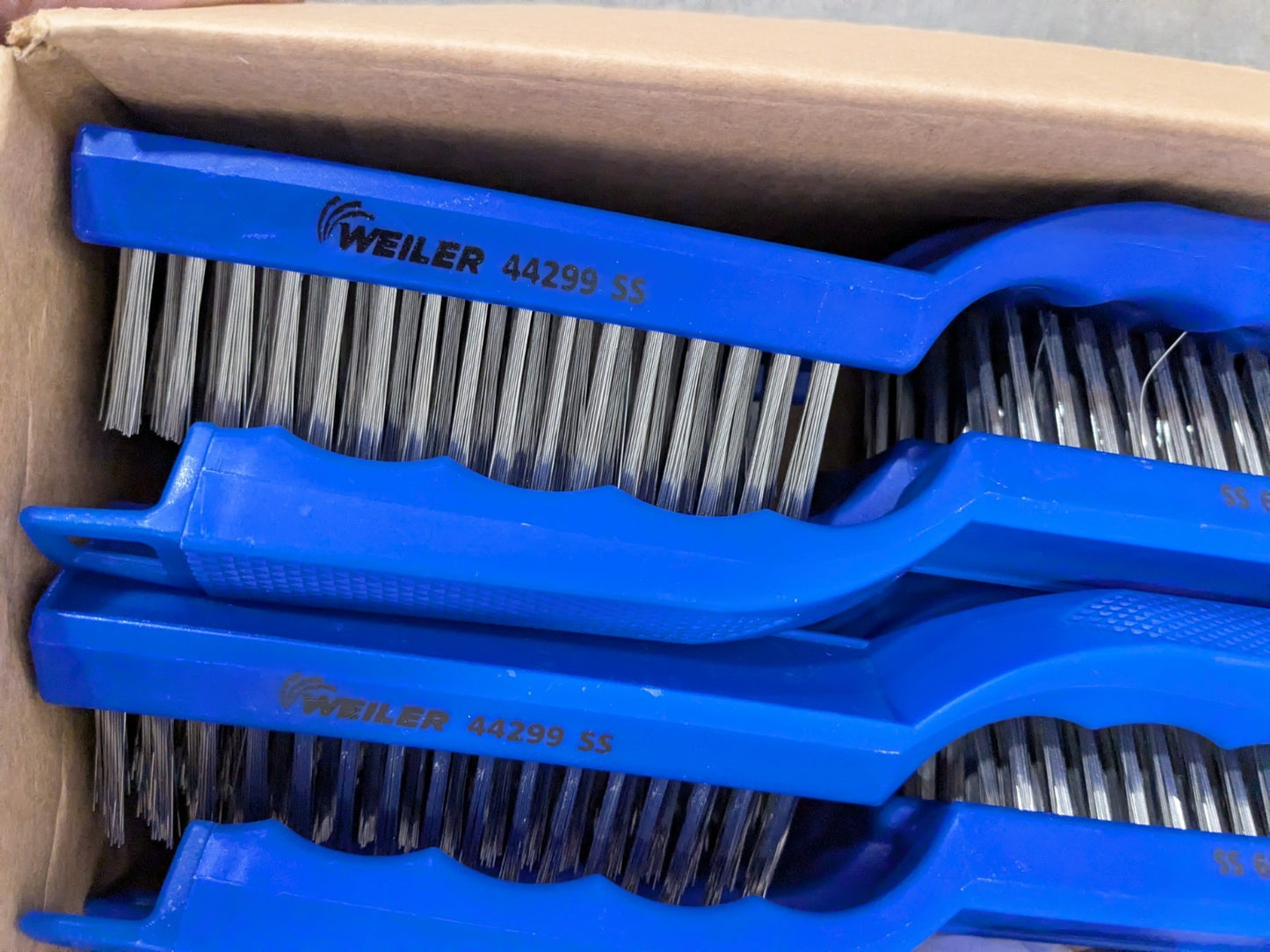 (12) Weiler Hand Wire Scratch Brush .012 SS Fill 4x16 Rows Plastic Block 44299