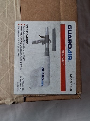Guardair 1500 Gun Vac Air Powered Vacuum Blow Gun Crevice Tool 1500