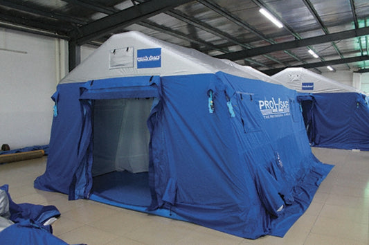 Pro Safe Inflatable Emergency Shelter PVC Frame Blue/Silver 16 Ft x 13 Ft x 8 Ft
