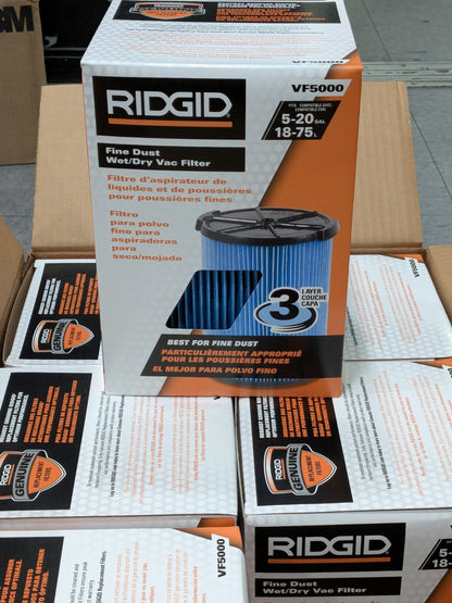 (6) RIDGID VF5000 5-20 Gal Wet Dry Vacs 3-Layer Fine Dust Cartridge Filter 72952