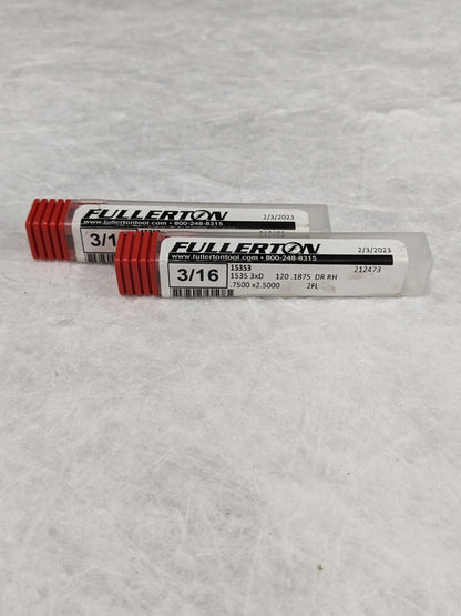 Fullerton 3/16" SC Uncoated Jobbers Length Drill Qty 2 15353